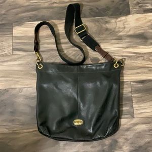 Fossil Black Leather Crossbody Bag